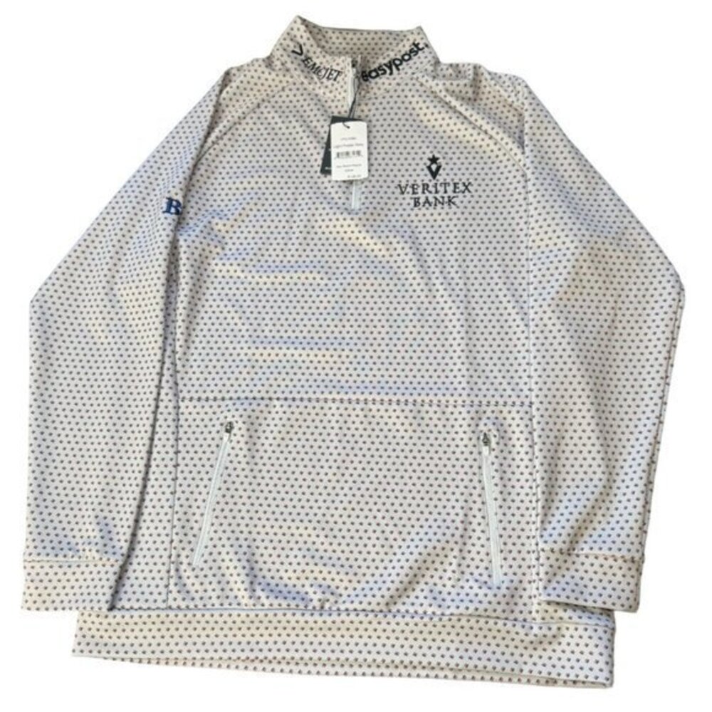 NWT Mizzen + Main Men's Versa‎ Quarter 1/4 Pullover M Trim Fit Geo Pastel Grey |